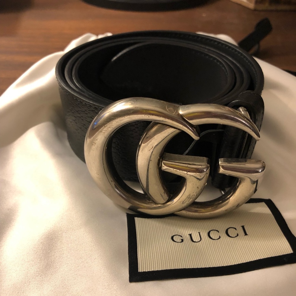 Gucci double G black and silver belt